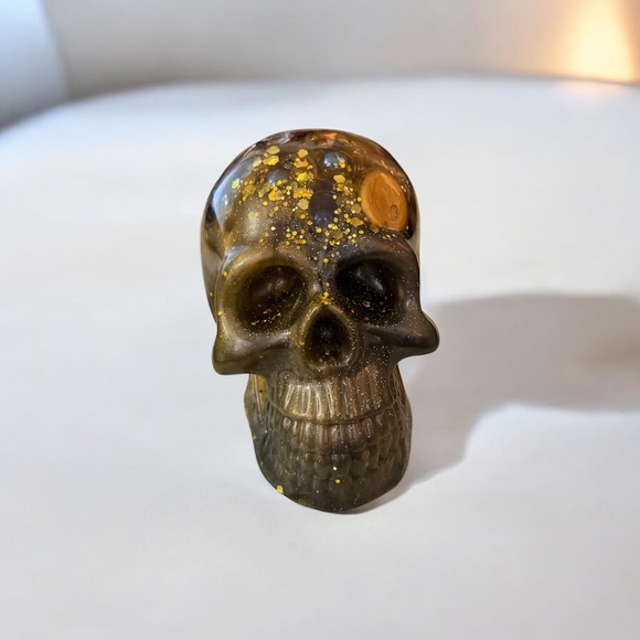 Handmade Other - Resin Human Skull- Gold, Black, Marble for Brains
